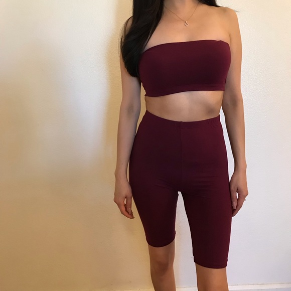Pants - Kim Burgundy Bike Short & Tube Set
